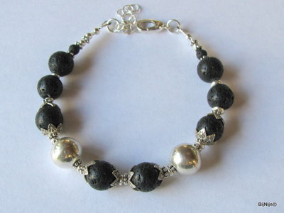 lavasteen armband 999 zilver 