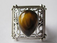 mt 17,5 tijgeroog ring 925 zilver