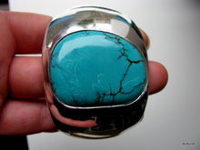 Armband Turquoise breed grote steen 925 zilver