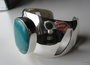Armband Turquoise breed grote steen 925 zilver_5